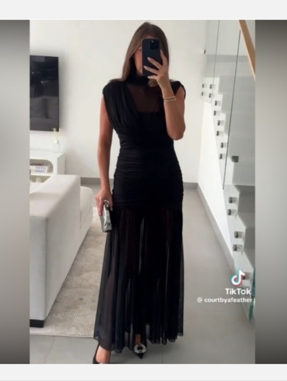 Zara Draped Midi Dress Black - Picture 10 of 16
